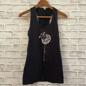 Women’s black dandelion racerback tank top “make a wish” Size Medium